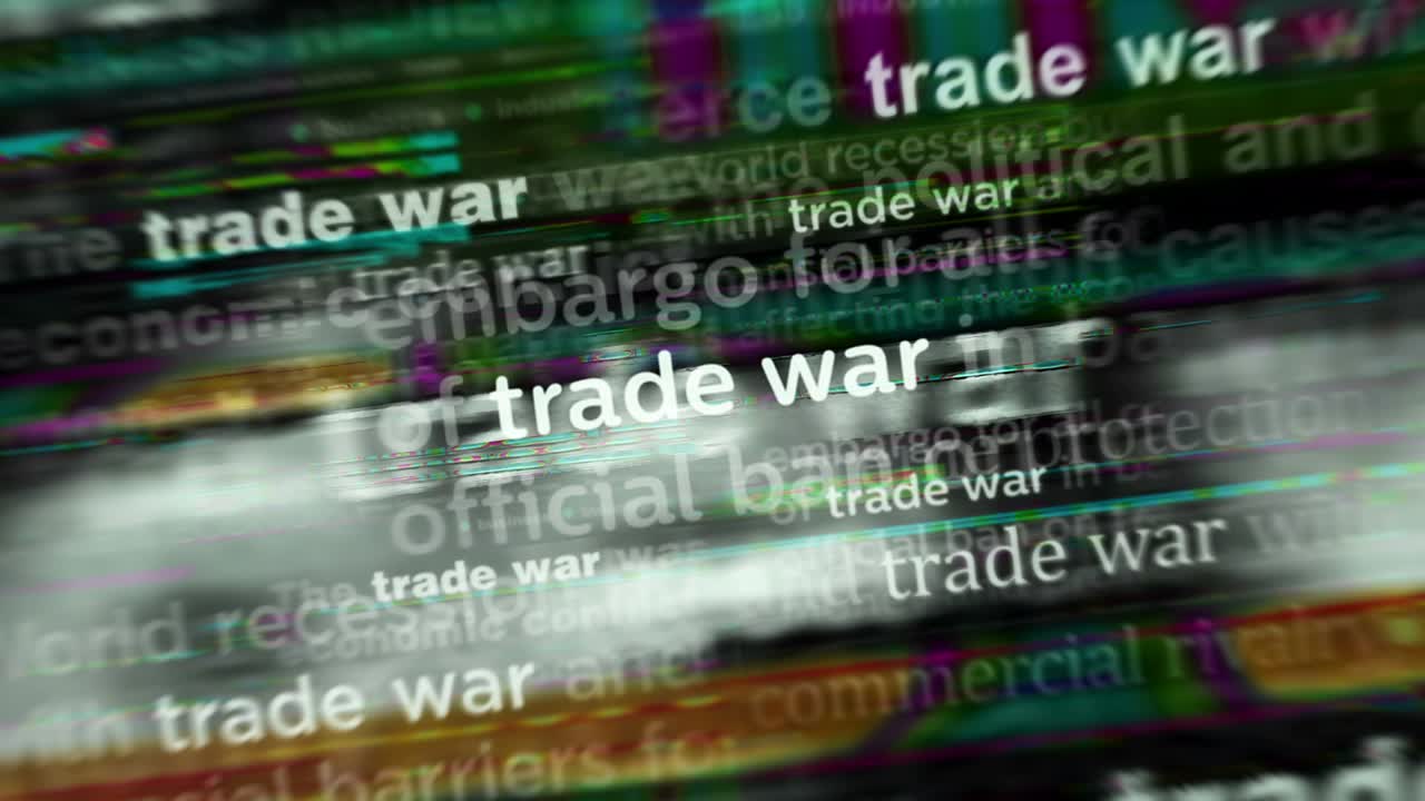 Headline titles media with Trade war import and export tax seamless looped animation