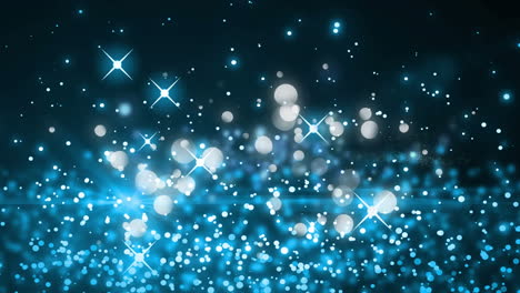 destellos azules y manchas blancas brillantes que se mueven contra un fondo negro