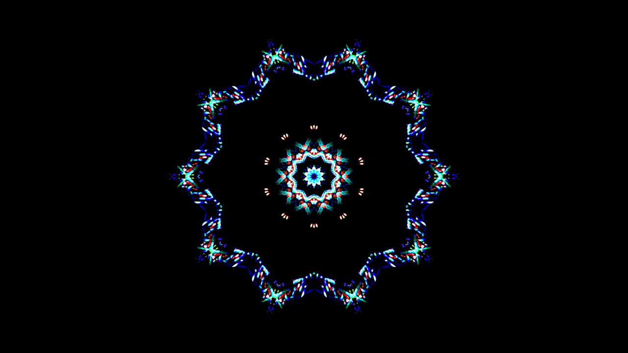 hermoso caleidoscopio abstracto que brilla, una luz radiante que regula los movimientos sutiles