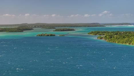 beautiful coastal landscape of small islands group in vava'u tonga. summer sunny day. aerial panorama