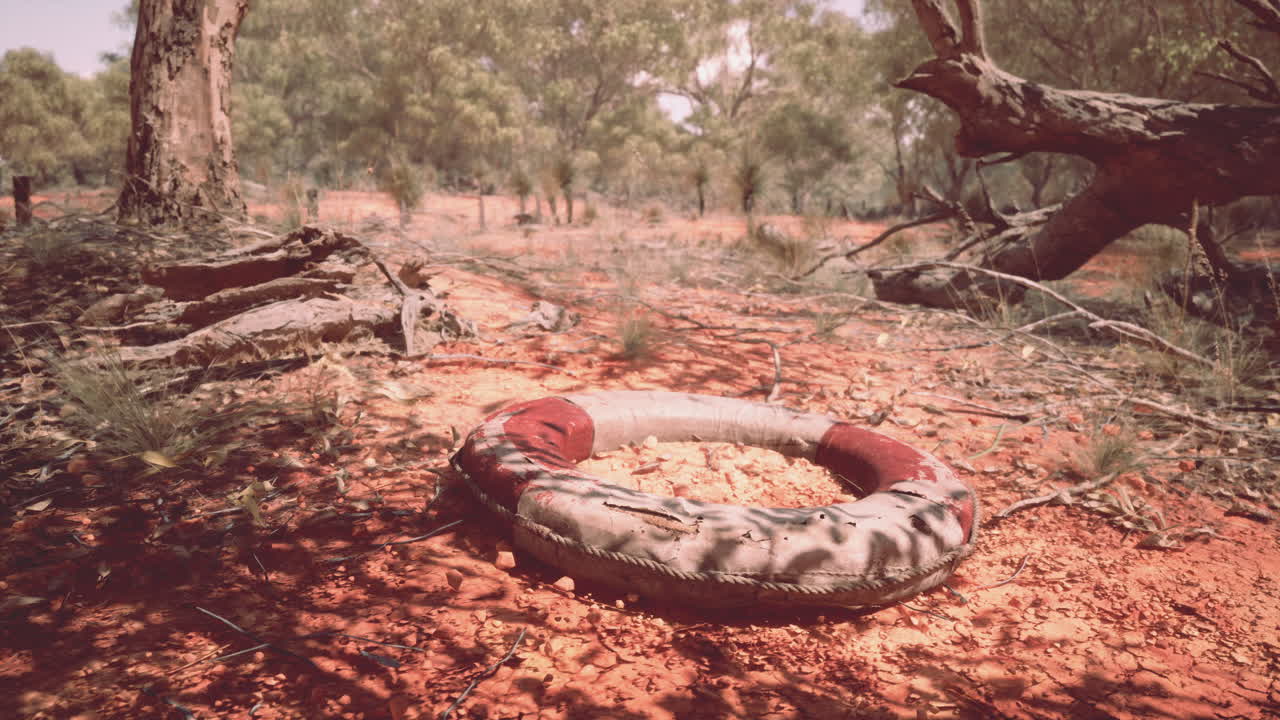 life ring buoy in desert beach