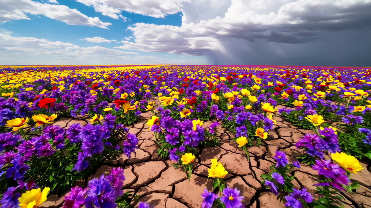 Desert Landscapes Under Storm Clouds