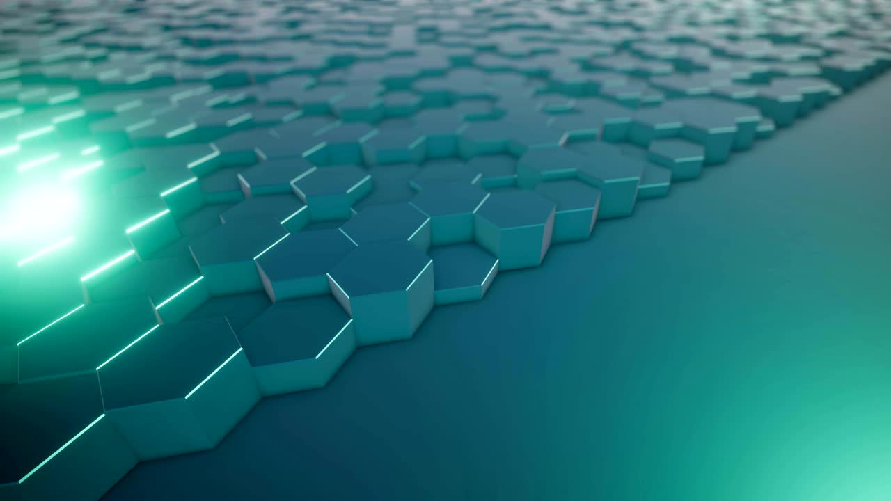 Abstract moving technology hexagons background