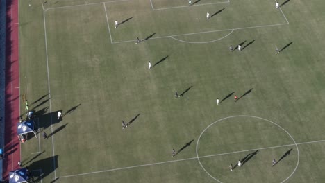 aerial view of a soccer match at mira costa college