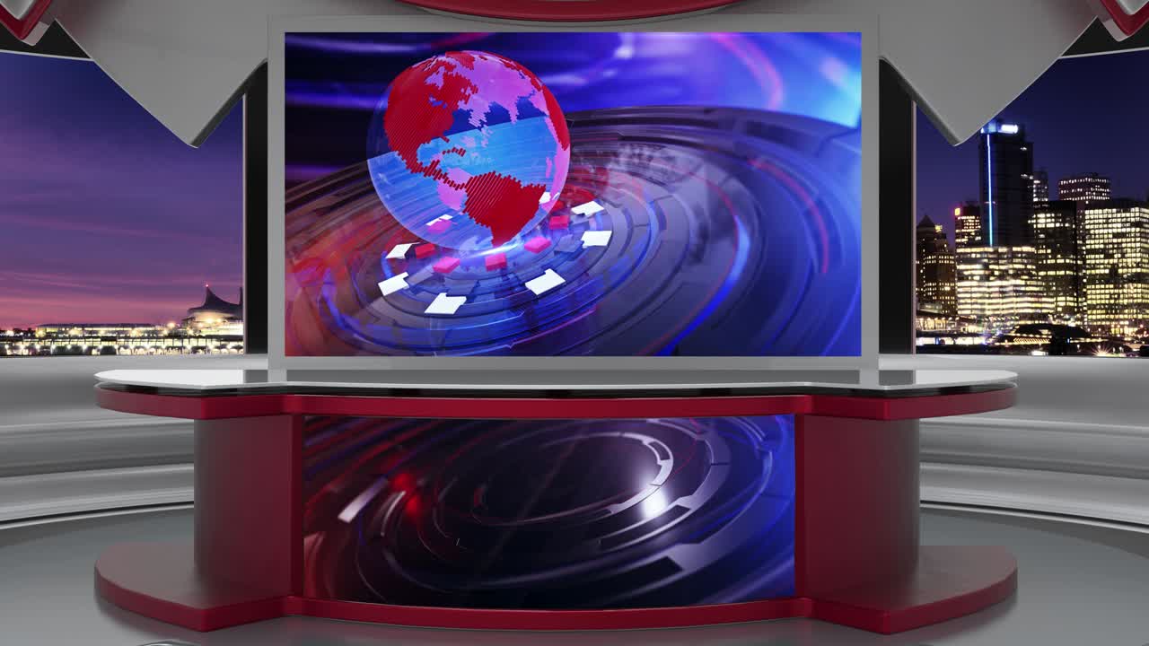 el bucle de fondo del estudio de noticias virtual en 3d