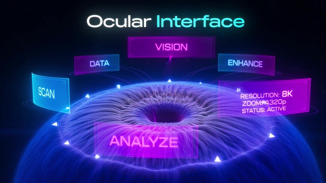 High-Tech Ocular Interface Displaying Scan and Analysis Data
