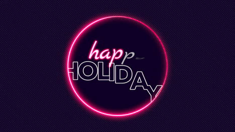 happy holidays text with neon red circle on black gradient