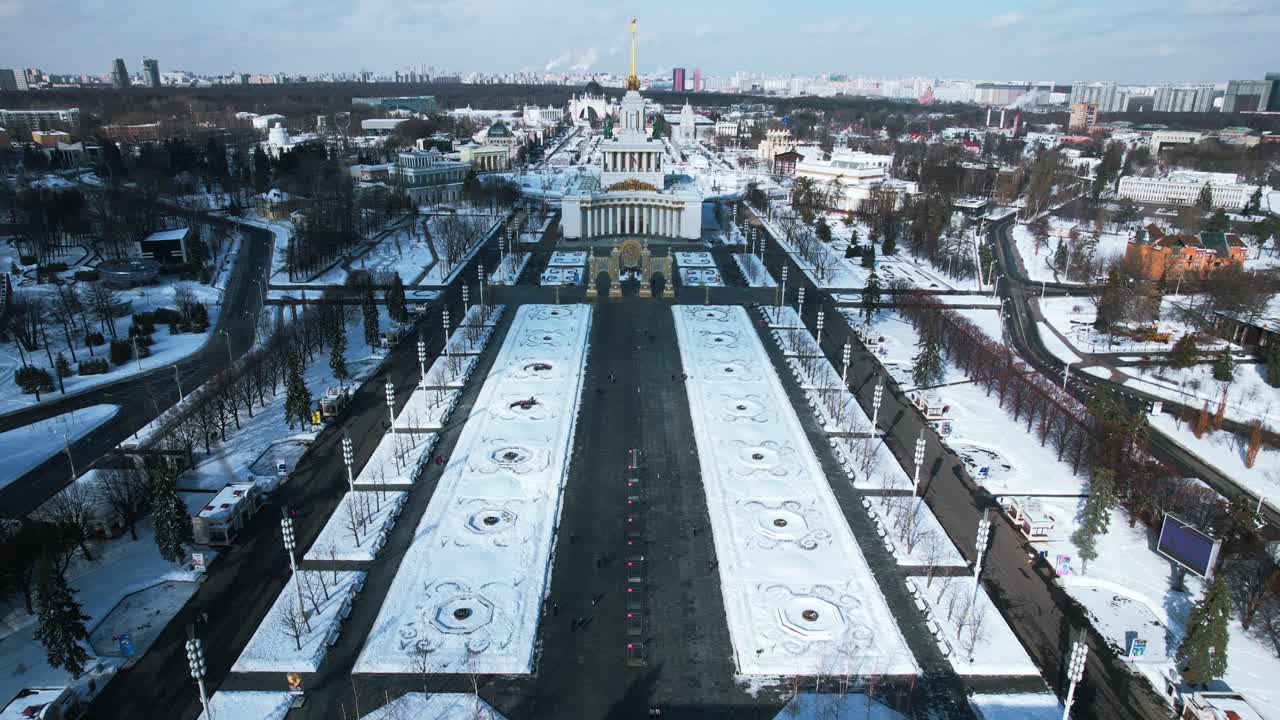 겨울에 모스크바의 vdnkh 공원