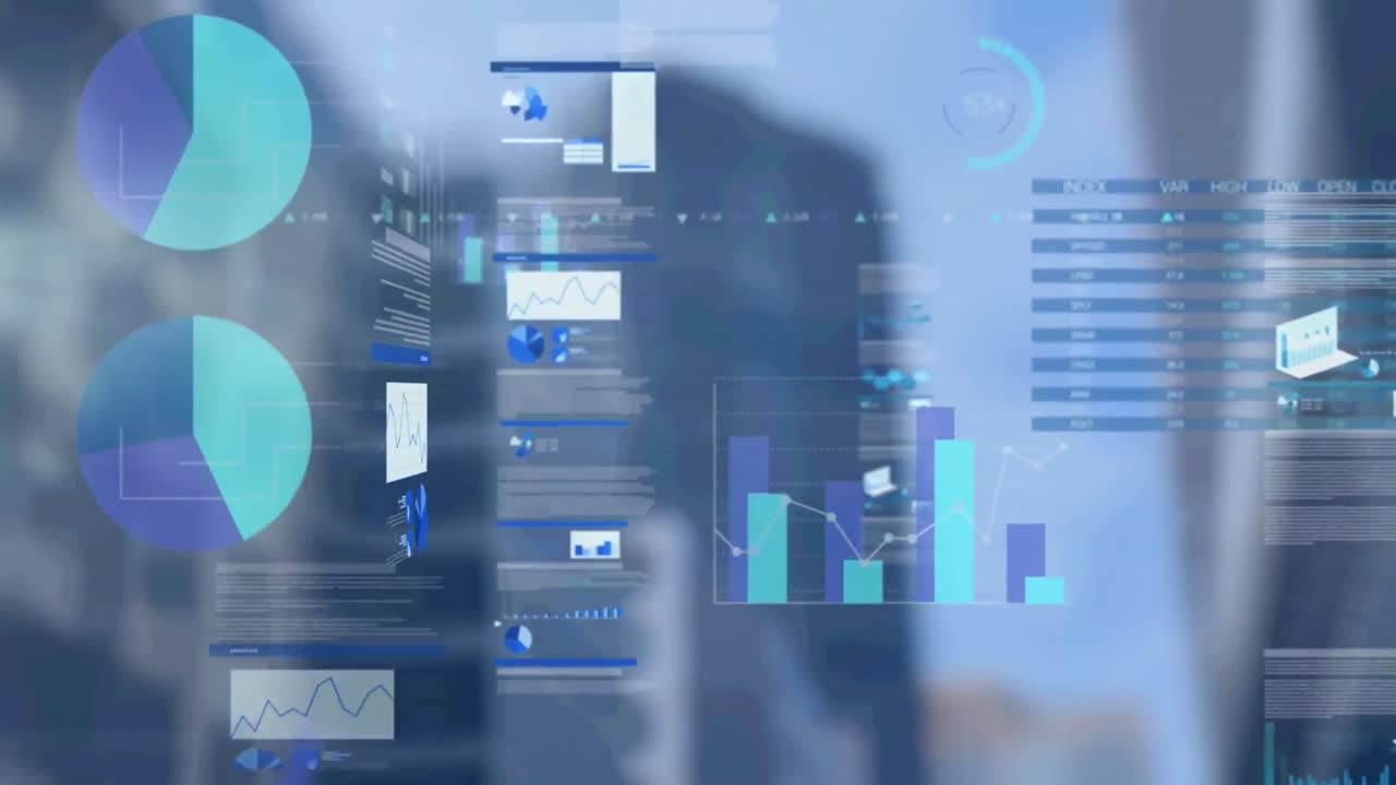 animación de diversos datos sobre el distrito financiero de la ciudad