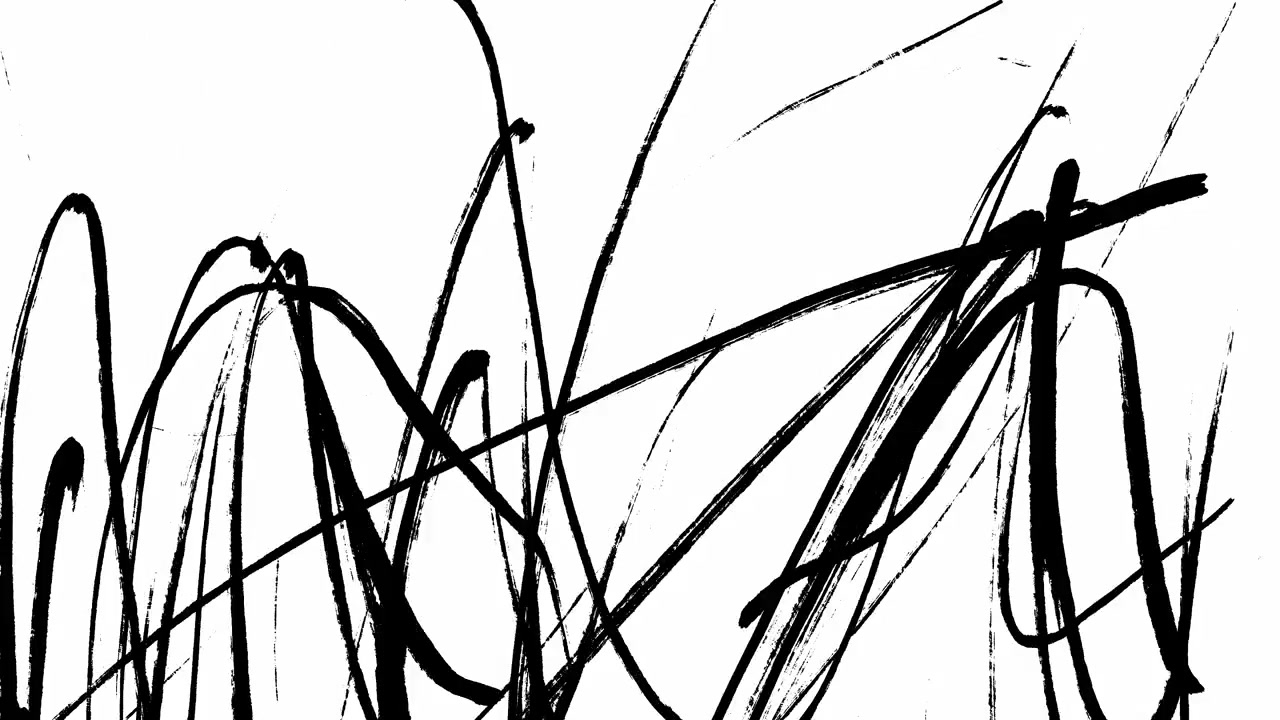 Linee astratte di inchiostro nero in movimento su sfondo bianco