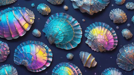 iridescent seashells