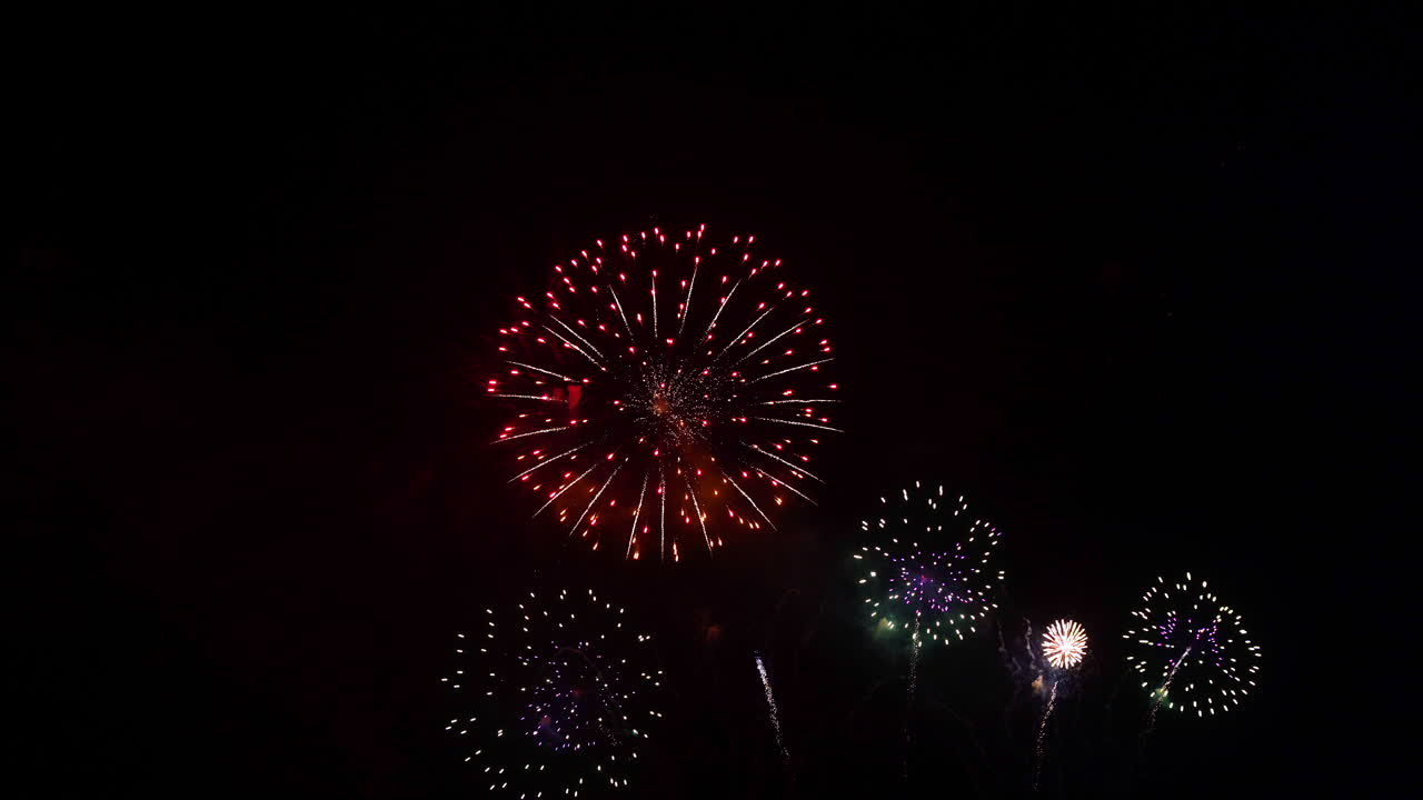 Colorful Ghost Shell Fireworks Explosion effects at night
