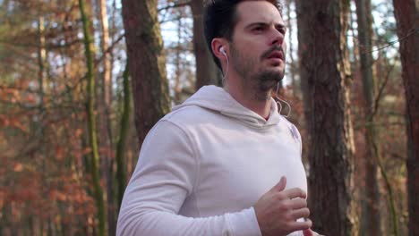primer plano de corredor en el bosque