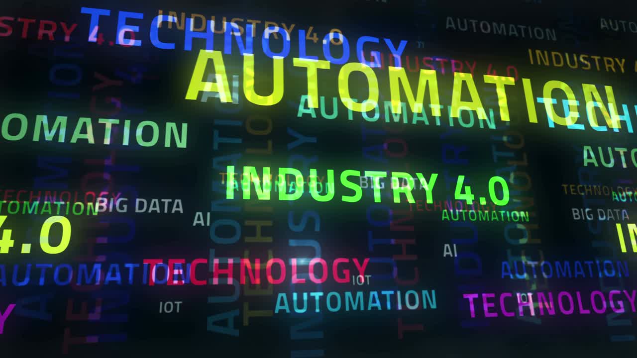 Industry 4.0 mobile and communication text loop abstract concept