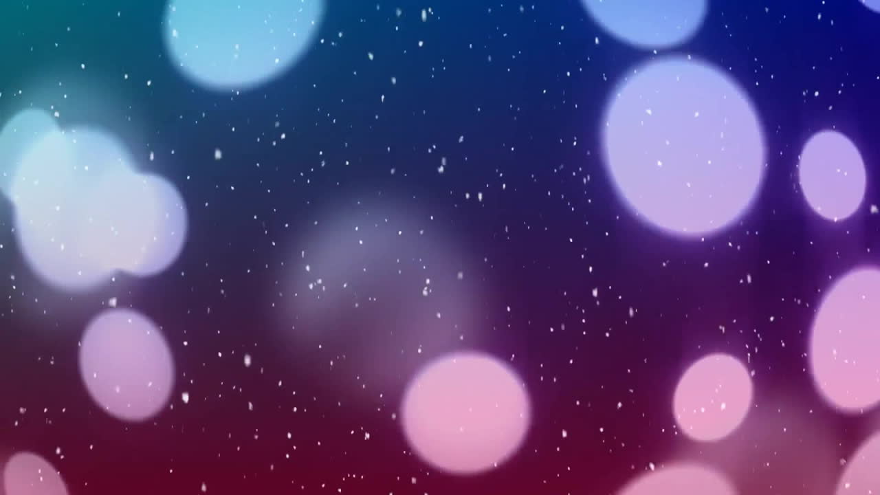 Animation of snow falling over blue light spots