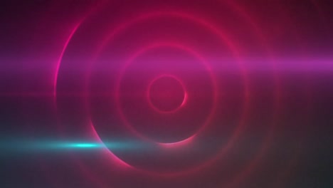 digital animation of pink and blue light trails against spiral light trails on red background