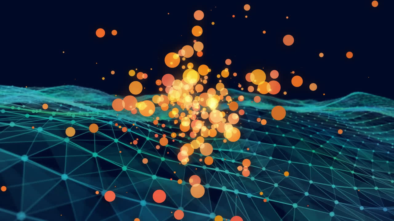 Animation of orange spots of light over network of connections