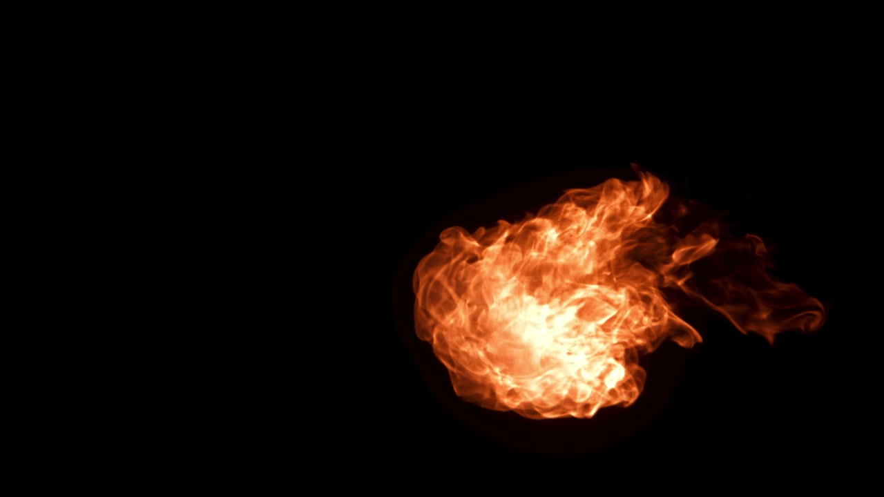 Dynamic Fireball Bursting and Dissipating on Black Background