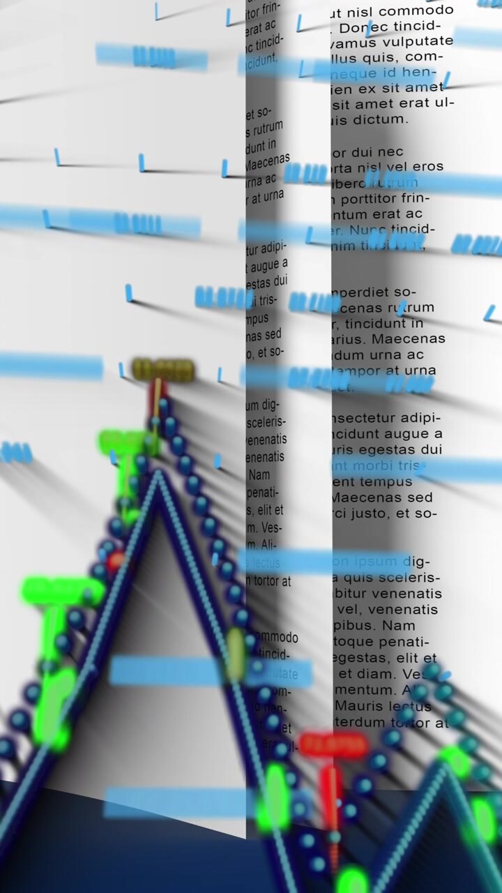 Animation of screen with glitch over chemical chemistry beakers icons