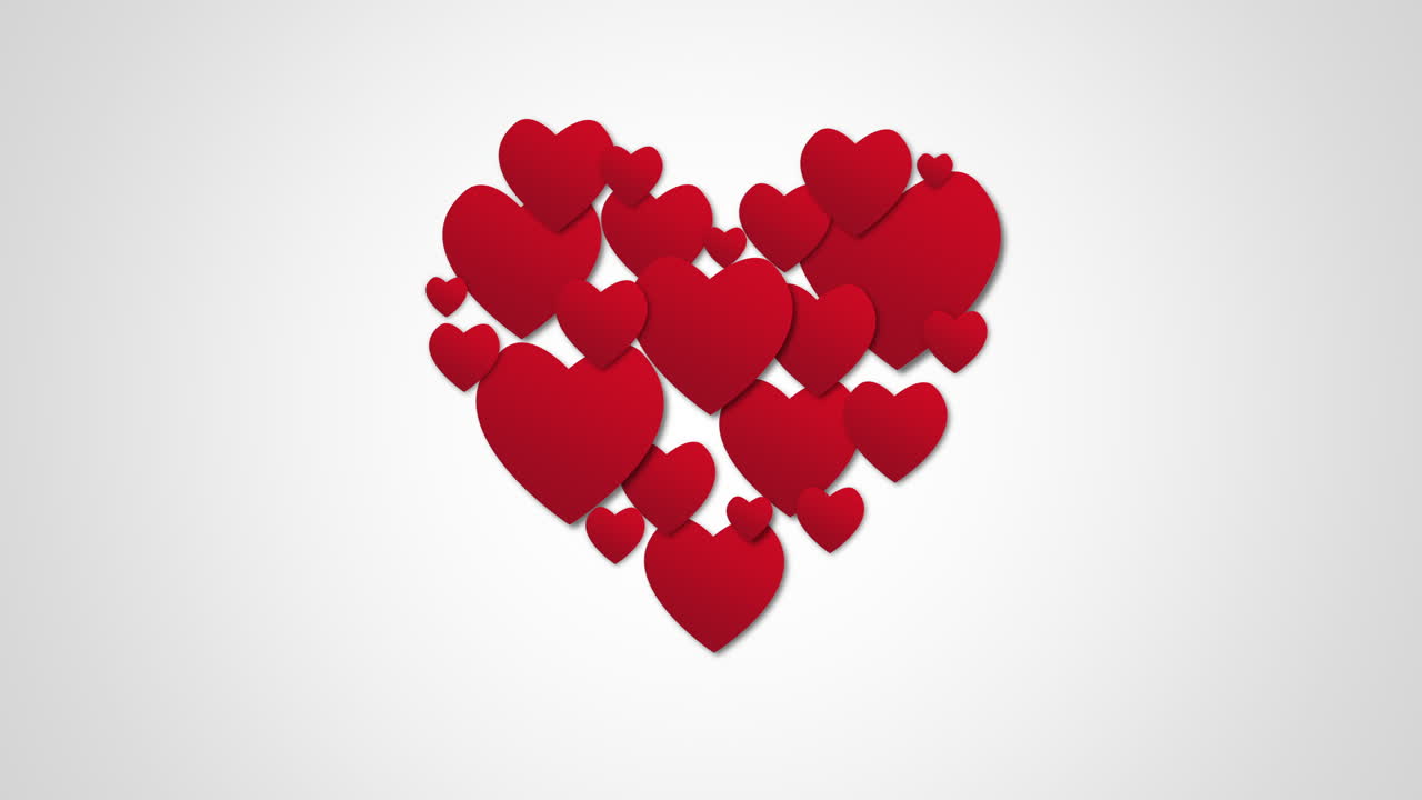 primer plano animado romántico pequeños corazones rojos en el fondo del día de san valentín