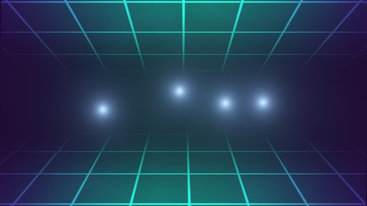 Neon retro grid with glitters in dark space