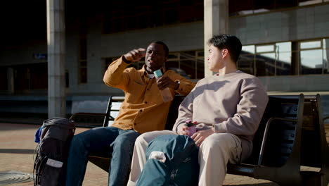 friends in the train station