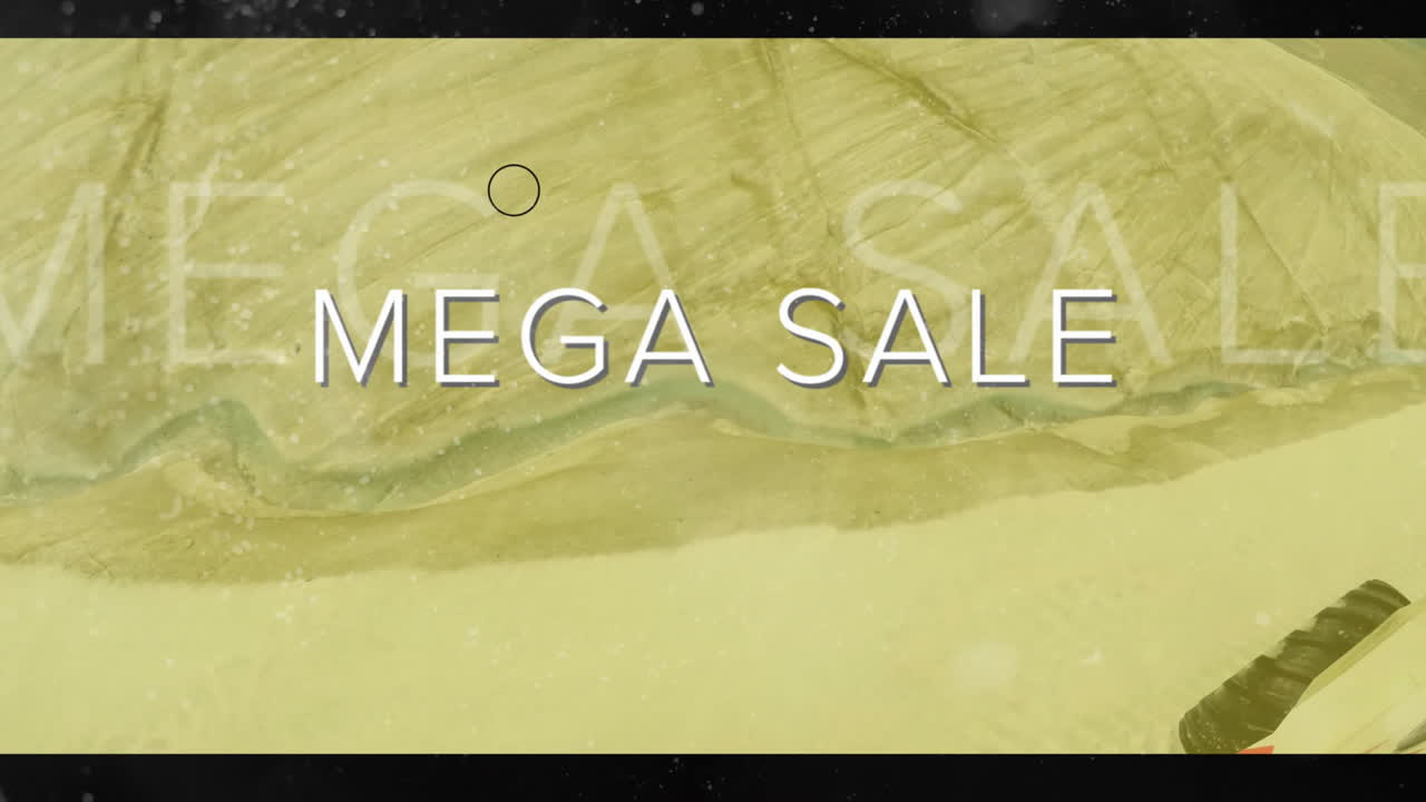추상적인 노란색 배경에 메가 판매 텍스트 애니메이션