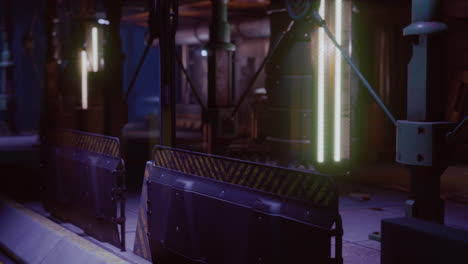 neon lights of futuristic sci fi city