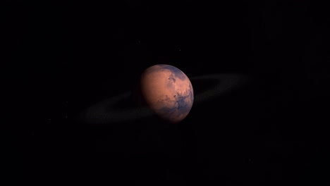 marte el planeta rojo con un sistema de anillos planetarios de rocas y polvo