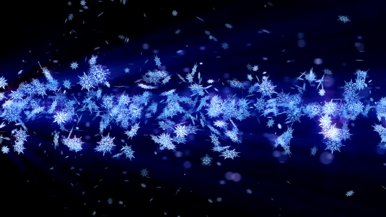 Símbolo de inverno cintilante com belos flocos de neve. Vórtice de neve giratória. Padrão invernal. Flocos de neve dançantes. Animação abstrata em loop