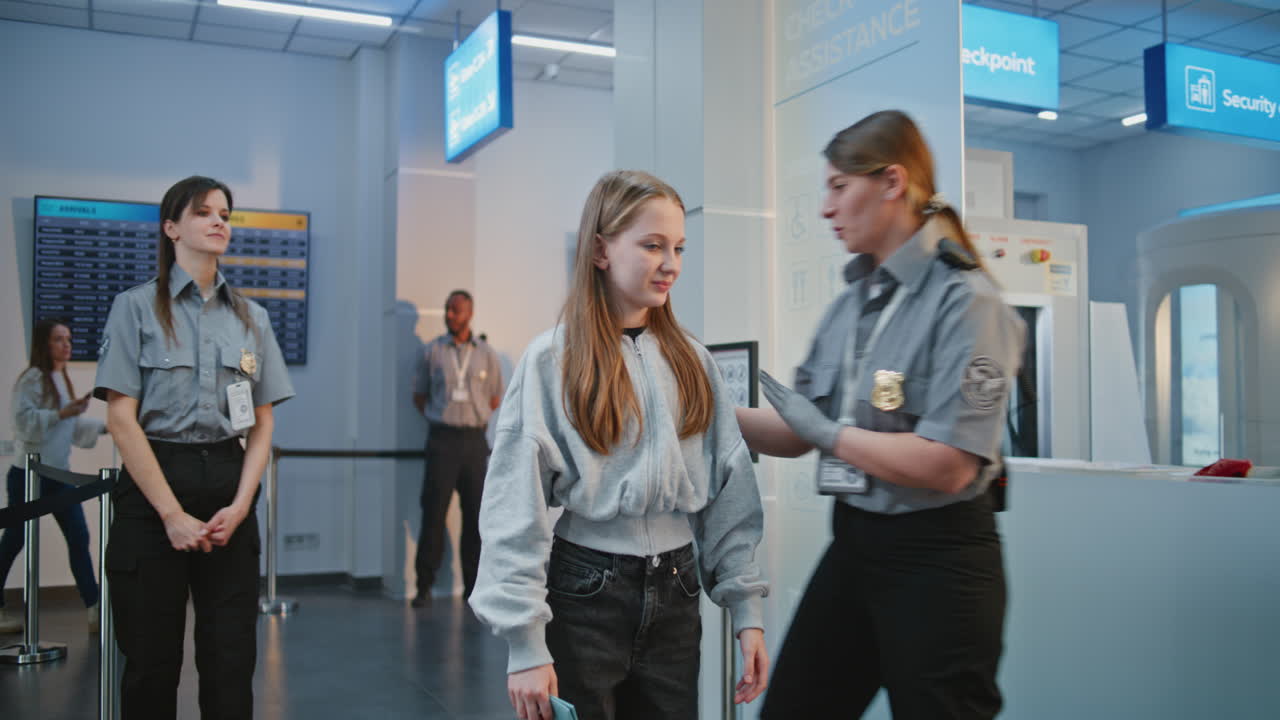 Airport Security Checking a Teenager