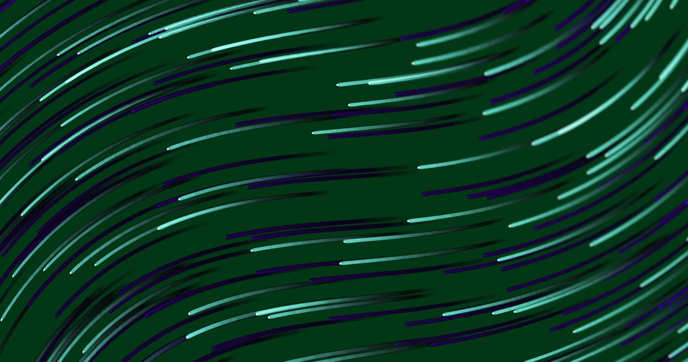 Abstract green and purple light trails waving and moving animation.