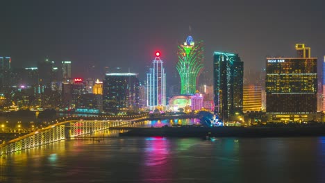 china macau island bridge traffic road famous bay hotel panorama 4k time lapse