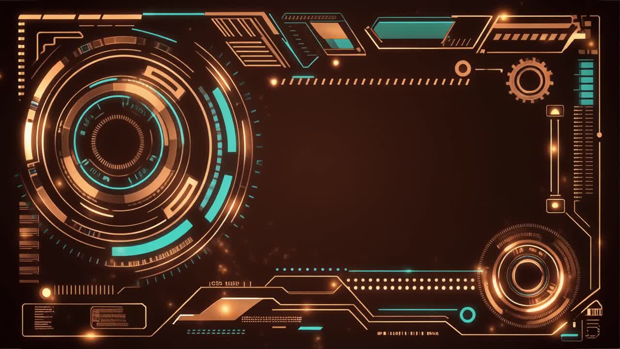 Futuristic HUD Interface Animation with Glowing Digital Elements