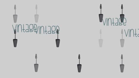 animation of makeup mascara brushes over vintage text on light grey background