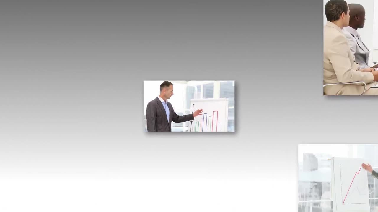 사무실 프레젠테이션을 하는 사람 들 의 몽타지