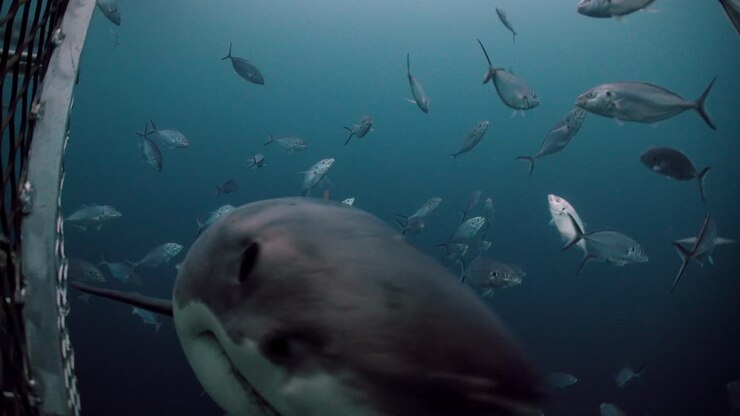 Great White Shark Carcharodon carcharias Neptune Islands South Australia 4k slow motion 50fps