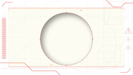 animation of data processing and cutting out shape over markers on light background