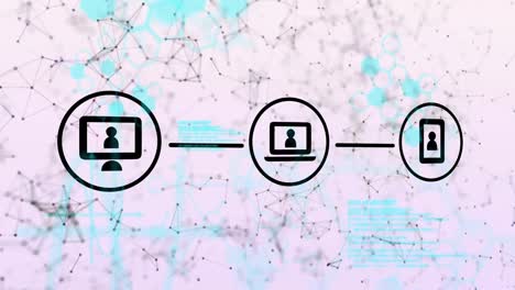 animation of network of connections and data processing