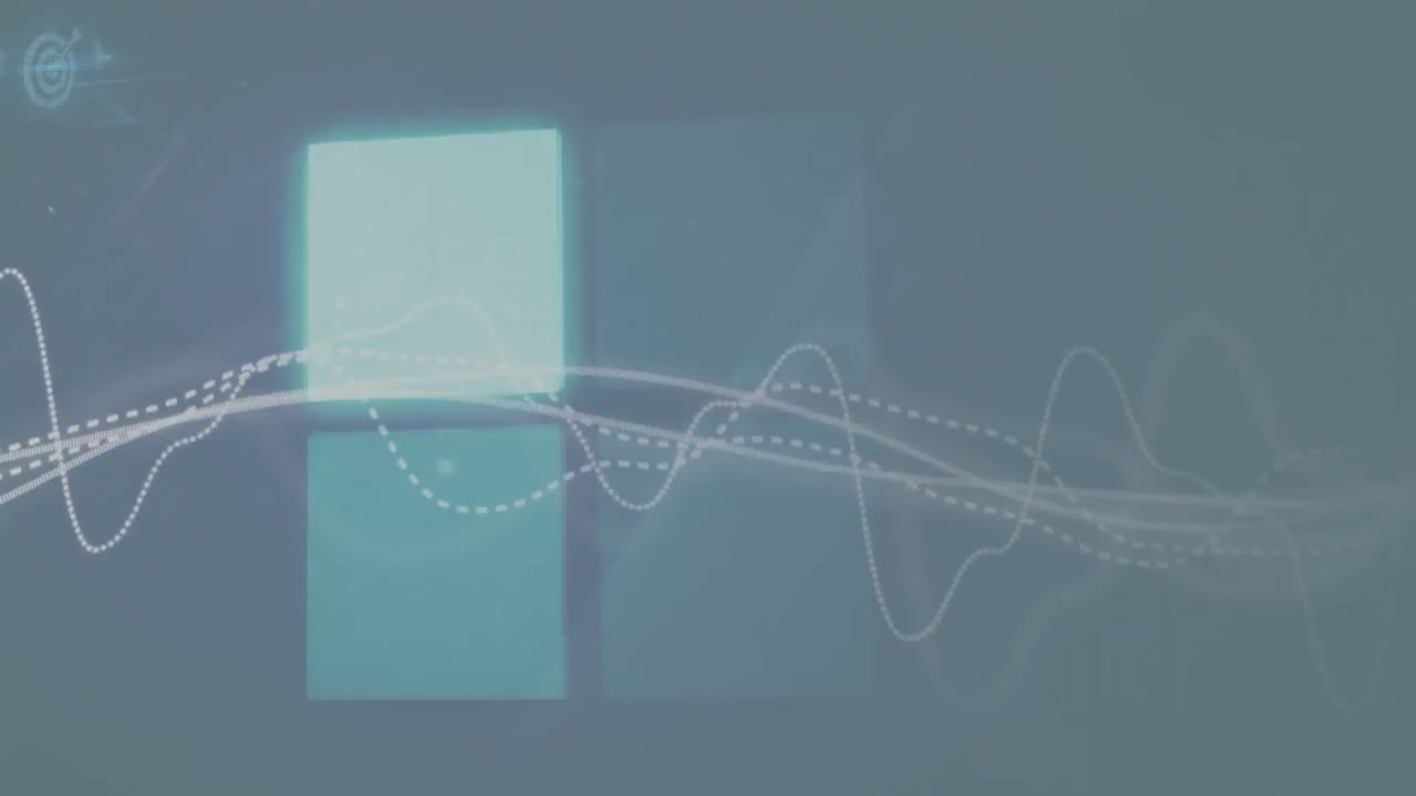 추상적인 배경에 대한 여러 그래프와 여러 사각형의 애니메이션