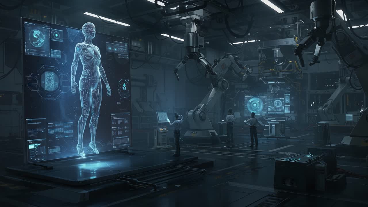 Exploring Advanced Robotics: A Glimpse into Futuristic Automation and Human-Machine Integration in a High-Tech Laboratory Setting