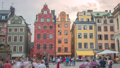 zoom in timelapse of the main square of old town, stockholm