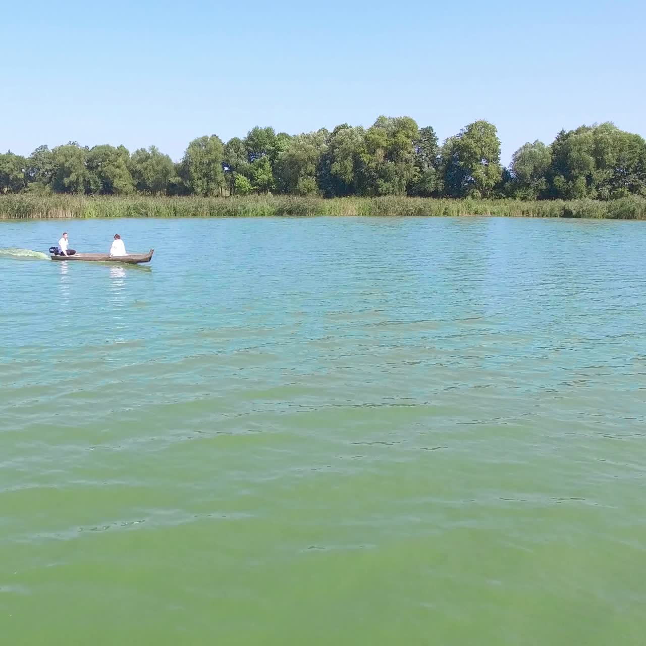 Lovers ride in a boat