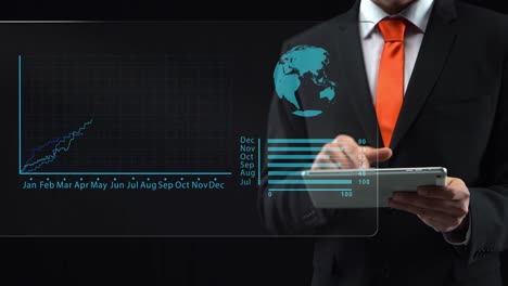 business presentation with data visualization and global network.