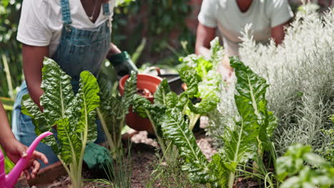 family gardening together