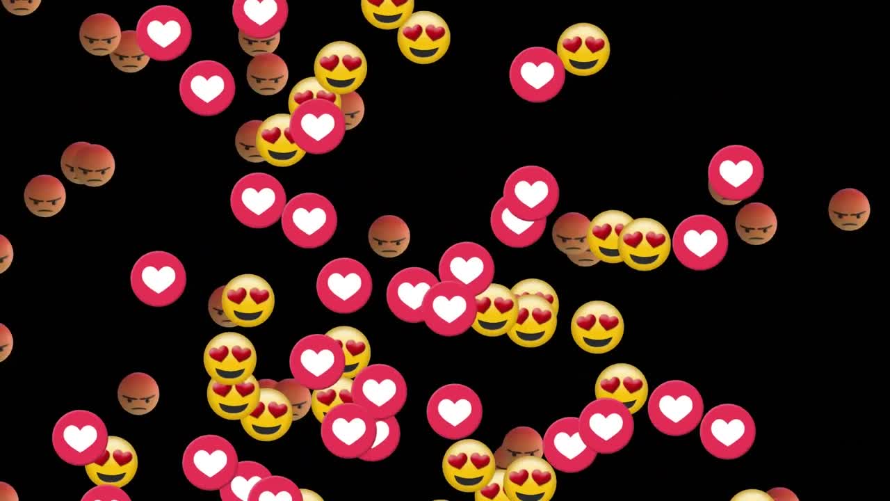 animación de iconos de medios en fondo negro