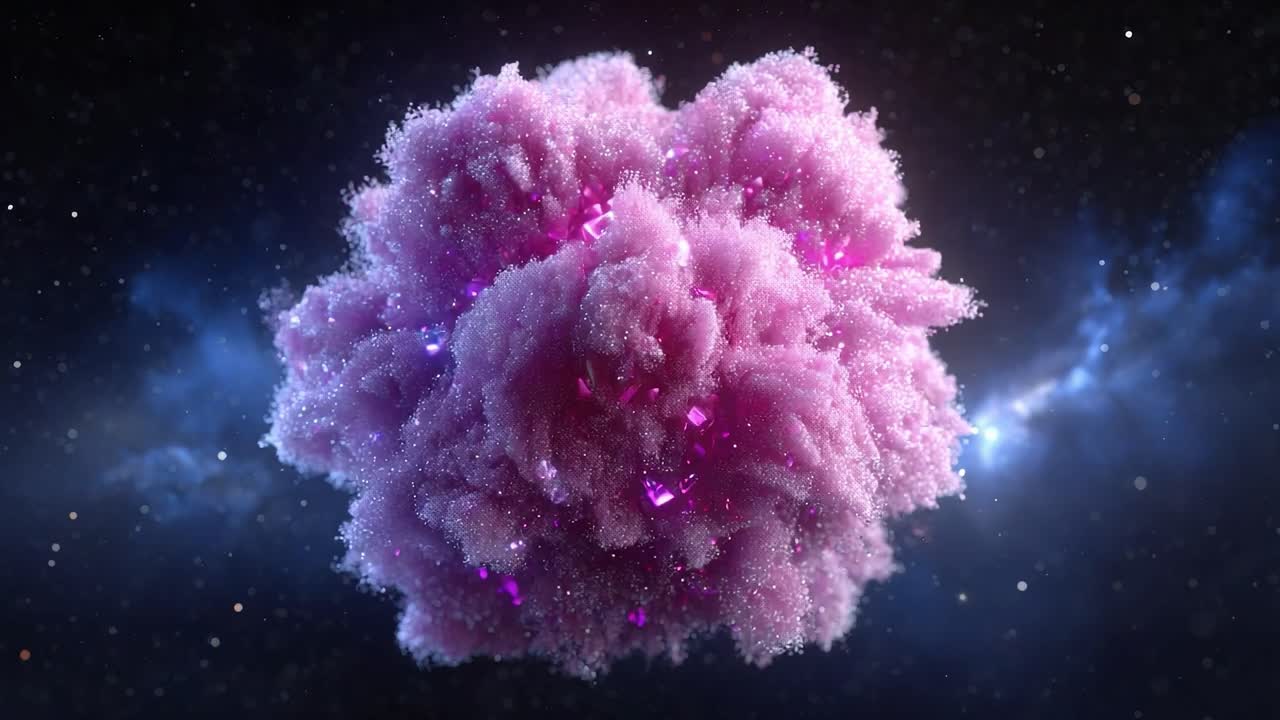 A Stunning Visualization of a Cosmic Nebula: A Vibrant Pink Cloud Surrounded by Stars and Cosmic Glow Capturing the Essence of Deep Space Wonder