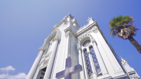 pilgrimage sign and church.