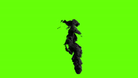 rising black smoke plume on green screen