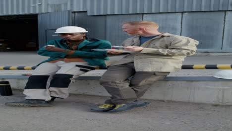 workers enjoying lunch break at industrial facility